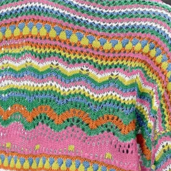 Boho cozy color block oversized woven sweater top - Picture 4 of 5